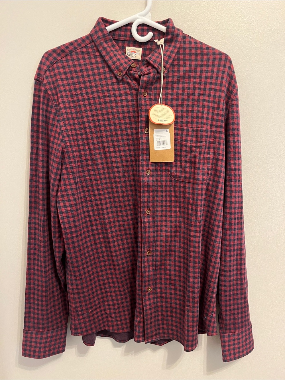 Faherty Coastline Knit Shirt Gingham Mens NWT Large
